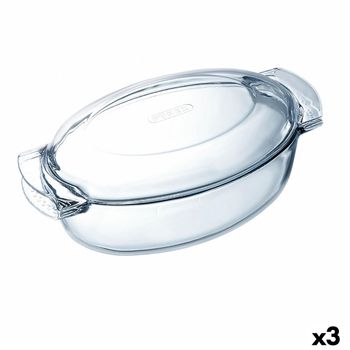 Fuente Para Horno Pyrex Classic Con Tapa Ovalada 39 X 23 X 15 Cm Transparente Vidrio (3 Unidades)