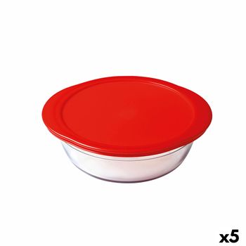 Fiambrera Redonda Con Tapa Ô Cuisine Cook & Store Rojo 350 Ml 15 X 15 X 5 Cm Silicona Vidrio (5 Unidades)