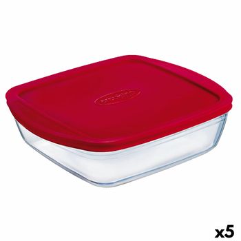 Fiambrera Rectangular Con Tapa Ô Cuisine Cook&store Ocu Rojo 2,5 L 28 X 20 X 8 Cm Silicona Vidrio (5 Unidades)