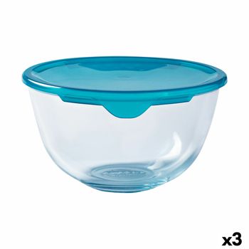 Fiambrera Redonda Con Tapa Pyrex Cook & Store Azul 2 L 22 X 22 X 11 Cm Silicona Vidrio (3 Unidades)