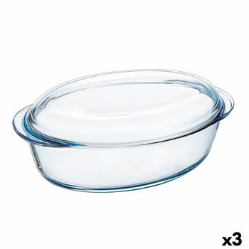 Fuente Para Horno Pyrex Classic Vidrio Con Tapa Transparente Vidrio 33 X 20 X 10 Cm (3 Unidades)