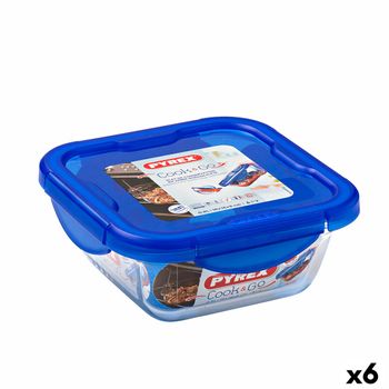 Fiambrera Hermética Pyrex Cook & Go 16,7 X 16,7 X 7 Cm Azul 850 Ml Vidrio (6 Unidades)