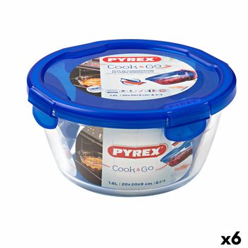 Fiambrera Hermética Pyrex Cook&go 20 X 20 X 10,3 Cm Azul 1,6 L Vidrio (6 Unidades)