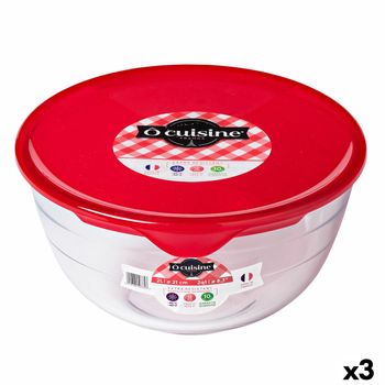 Fiambrera Redonda Con Tapa Ô Cuisine Prep&store Ocu Rojo 1 L 17 X 17 X 9 Cm Vidrio (3 Unidades)