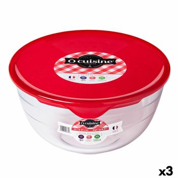 Fiambrera Redonda Con Tapa Ô Cuisine Prep&store Ocu Rojo 2 L 22 X 22 X 11 Cm Vidrio (3 Unidades)