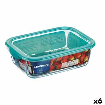 Fiambrera Rectangular Con Tapa Luminarc Keep'n Lagon 12 X 8,5 X 5,4 Cm Turquesa 380 Ml Vidrio (6 Unidades)