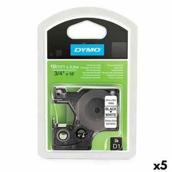 Cinta De Transferencia Térmica Dymo D1 16960 19 Mm X 5,5 M Negro Blanco (5 Unidades)