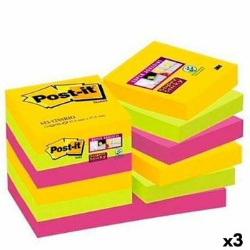 Set De Notas Adhesivas Post-it Super Sticky Multicolor 47,6 X 47,6 Mm (3 Unidades)