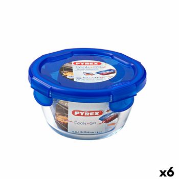 Fiambrera Hermética Pyrex Cook & Go 15,5 X 15,5 X 8,5 Cm Azul 700 Ml Vidrio (6 Unidades)