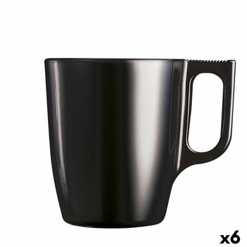 Taza Mug Luminarc Flashy Negro 250 Ml Vidrio (6 Unidades)