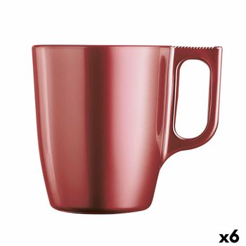 Taza Mug Luminarc Flashy Rojo 250 Ml Vidrio (6 Unidades)