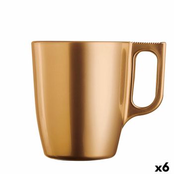 Taza Mug Luminarc Flashy Dorado Vidrio 250 Ml (6 Unidades)