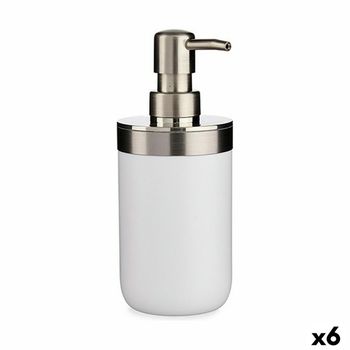 Dispensador De Jabón Plateado Blanco Plástico 350 Ml (6 Unidades)