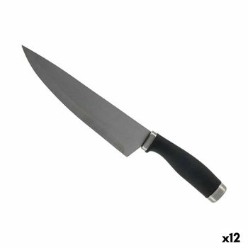 Cuchillo De Cocina 5 X 2 X 33 Cm Plateado Negro Acero Inoxidable Plástico (12 Unidades)