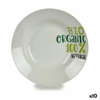 Plato Hondo Organic Blanco Verde Ø 20,6 Cm Porcelana (10 Unidades)