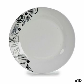 Plato Llano Ø 24,4 Cm Negro Blanco Porcelana Pasta (10 Unidades)