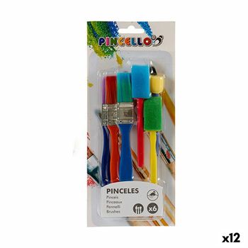 Pinceles Multicolor Set Esponja Pelo Hojalata Plástico (12 Unidades)