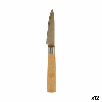 Cuchillo Pelador Plateado Marrón Acero Inoxidable Bambú 22 X 19,5 X 2 Cm (12 Unidades)