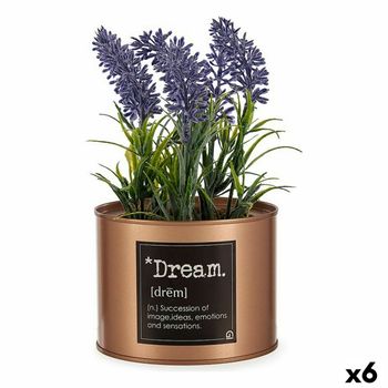 Planta Decorativa Lavanda Lata Morado Metal Cobre Verde Plástico 10 X 18 X 10 Cm (6 Unidades)