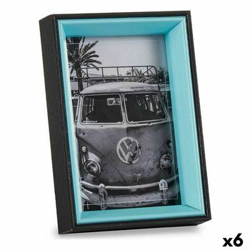 Marco De Fotos 3 X 17 X 12 Cm Cristal Negro Azul Madera Mdf (6 Unidades)