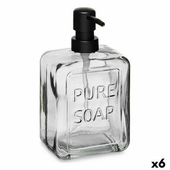 Dispensador De Jabón Pure Soap Cristal Negro Plástico 570 Ml (6 Unidades)