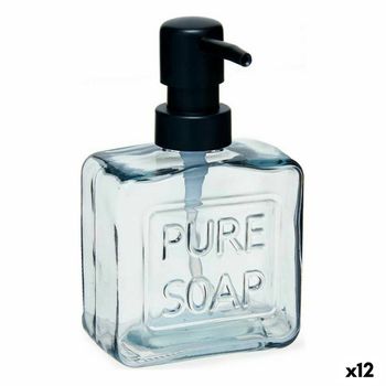 Dispensador De Jabón Pure Soap 250 Ml Cristal Negro Plástico (12 Unidades)