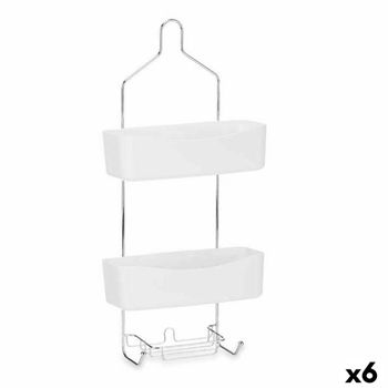 Colgador Para La Ducha 28 X 60 X 14 Cm Metal Blanco Plástico (6 Unidades)