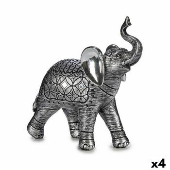 Figura Decorativa Elefante Plateado 27,5 X 27 X 11 Cm (4 Unidades)