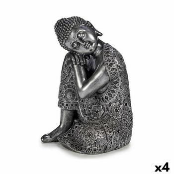 Figura Decorativa Buda Sentado Plateado 20 X 30 X 20 Cm (4 Unidades)