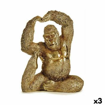 Figura Decorativa Yoga Gorila Dorado 14 X 30 X 25,5 Cm (3 Unidades)