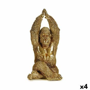 Figura Decorativa Yoga Gorila Dorado 17 X 36 X 19,5 Cm (4 Unidades)