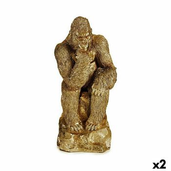 Figura Decorativa Gorila Dorado 20,5 X 47 X 23,5 Cm (2 Unidades)