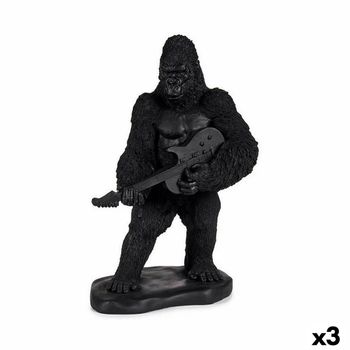 Figura Decorativa Gorila Guitarra Negro 17,5 X 38 X 27 Cm (3 Unidades)