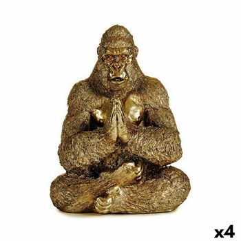 Figura Decorativa Yoga Gorila Dorado 16 X 27,5 X 22 Cm (4 Unidades)