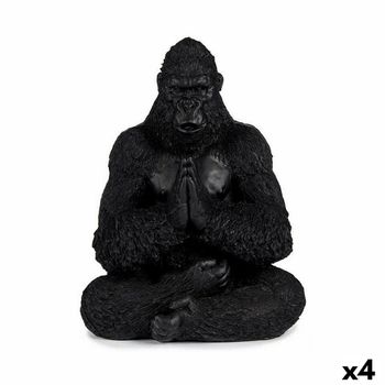 Figura Decorativa Gorila Yoga Negro 16 X 28 X 22 Cm (4 Unidades)