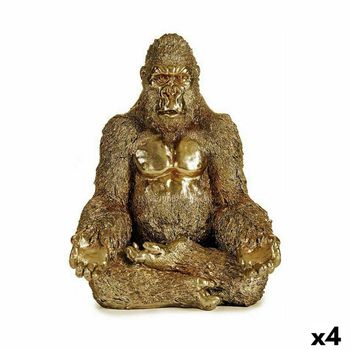 Figura Decorativa Gorila Yoga Dorado 19 X 26,5 X 22 Cm (4 Unidades)