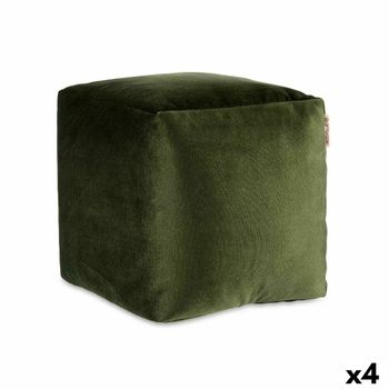 Puff Terciopelo Verde 30 X 30 X 30 Cm (4 Unidades)