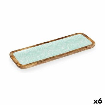 Centro De Mesa 45 X 15 Cm Hoja De Planta Blanco Marrón Verde Resina Madera De Mango (6 Unidades)