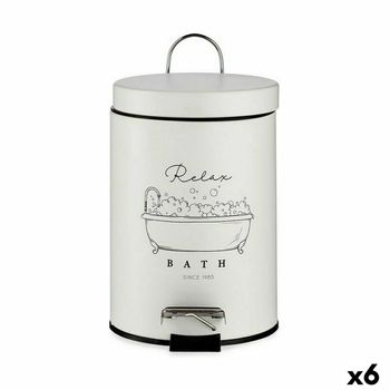 Papelera Con Pedal Relax Bath Blanco Negro Acero Plástico 3 L (6 Unidades)