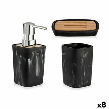 Set De Baño Negro Bambú Plástico (8 Unidades)