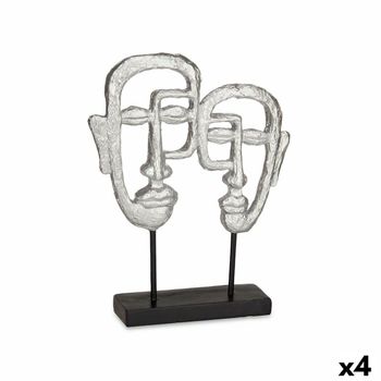 Figura Decorativa Cara Plateado 27 X 32,5 X 10,5 Cm (4 Unidades)