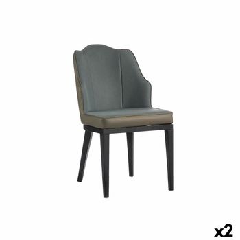 Sillón Concha Azul Negro Gris Acero 48 X 88 X 60 Cm (2 Unidades)