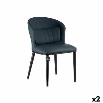 Sillón Redondo Azul Negro Acero 51 X 83,5 X 54 Cm (2 Unidades)