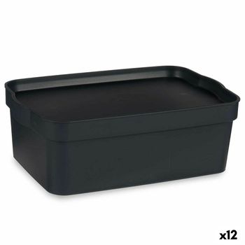 Caja De Almacenaje Con Tapa Antracita Plástico 6 L 21 X 11 X 32 Cm (12 Unidades)