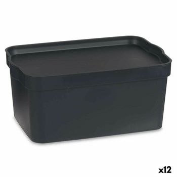 Caja de Almacenaje con Tapa Verde Plástico 13 L (28 x 15 x 39 cm) (12  Unidades)