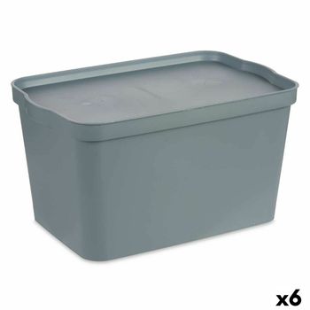 Caja De Almacenaje Con Tapa Gris Plástico 24 L 29,3 X 24,5 X 45 Cm (6 Unidades)