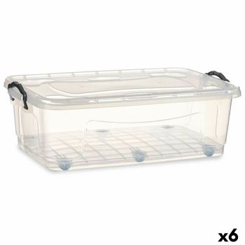 Caja De Almacenamiento Con Ruedas Transparente Plástico 30 L 40 X 20,5 X 63 Cm (6 Unidades)