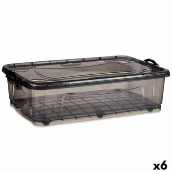 Caja De Almacenamiento Con Ruedas Antracita Plástico 40 L 46,5 X 20 X 72,5 Cm (6 Unidades)