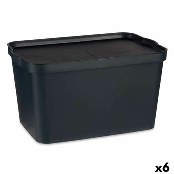 Caja De Almacenaje Con Tapa Antracita Plástico 24 L 29,3 X 24,5 X 45 Cm (6 Unidades)