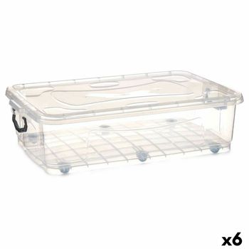 Caja De Almacenamiento Con Ruedas Transparente Plástico 40 L 46,5 X 20 X 72,2 Cm (6 Unidades)